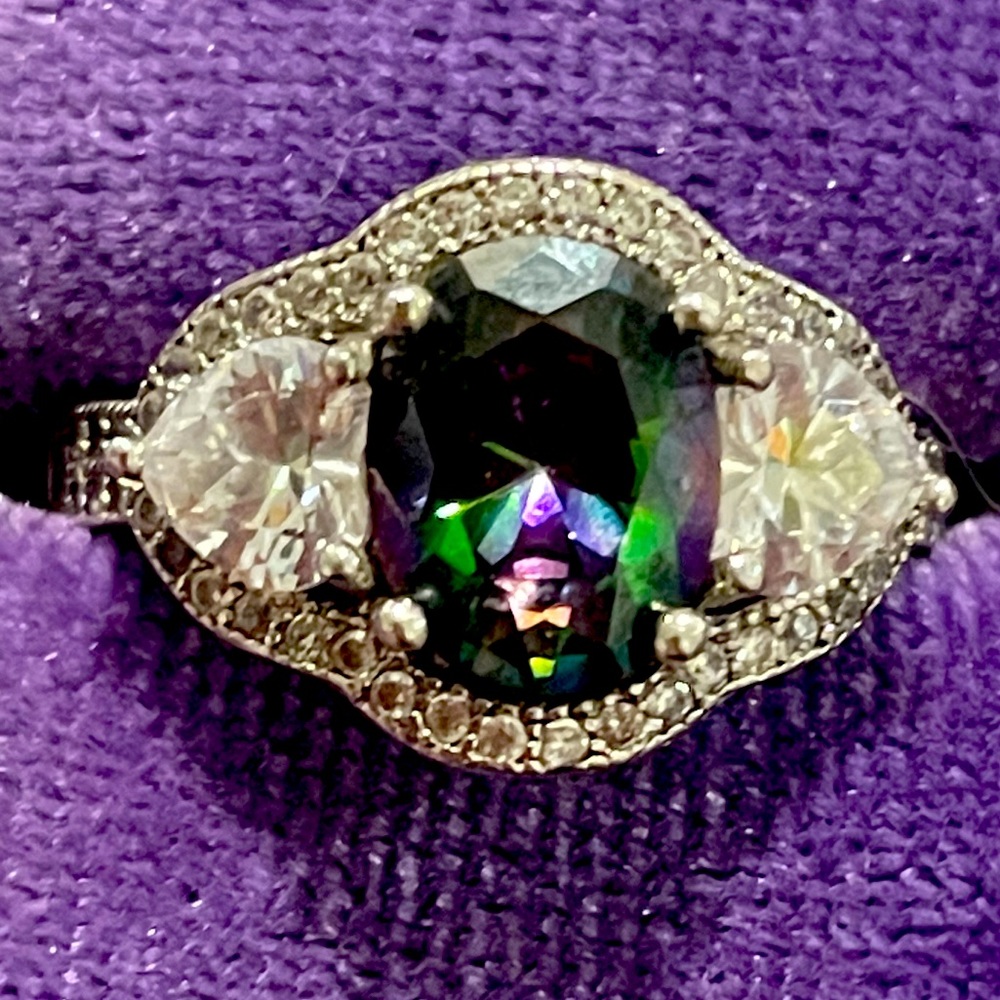 All Around Boutique AAB 925 Mystic Topaz 3 Stone SZ6 NWOT